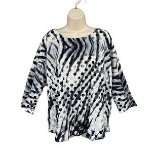 Lea & Nicole Shirt Women Artsy Abstract Wacky Polka Dot Oversized Tunic Size 1X